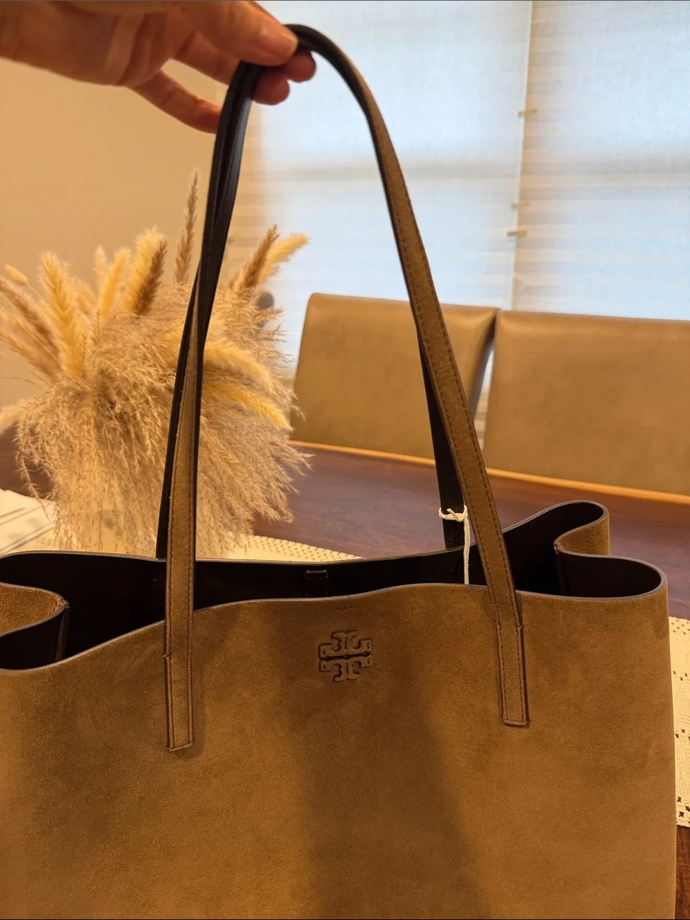 LIMITED EDITION - Tory Burch Suede Tote in Taupe Brown